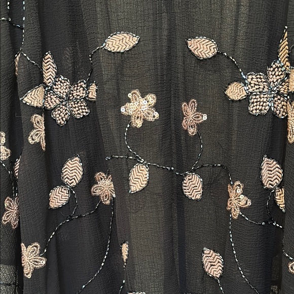 Intimately Free People Black Sheer Dress with Pink Floral Embroidery - Picture 4 of 15